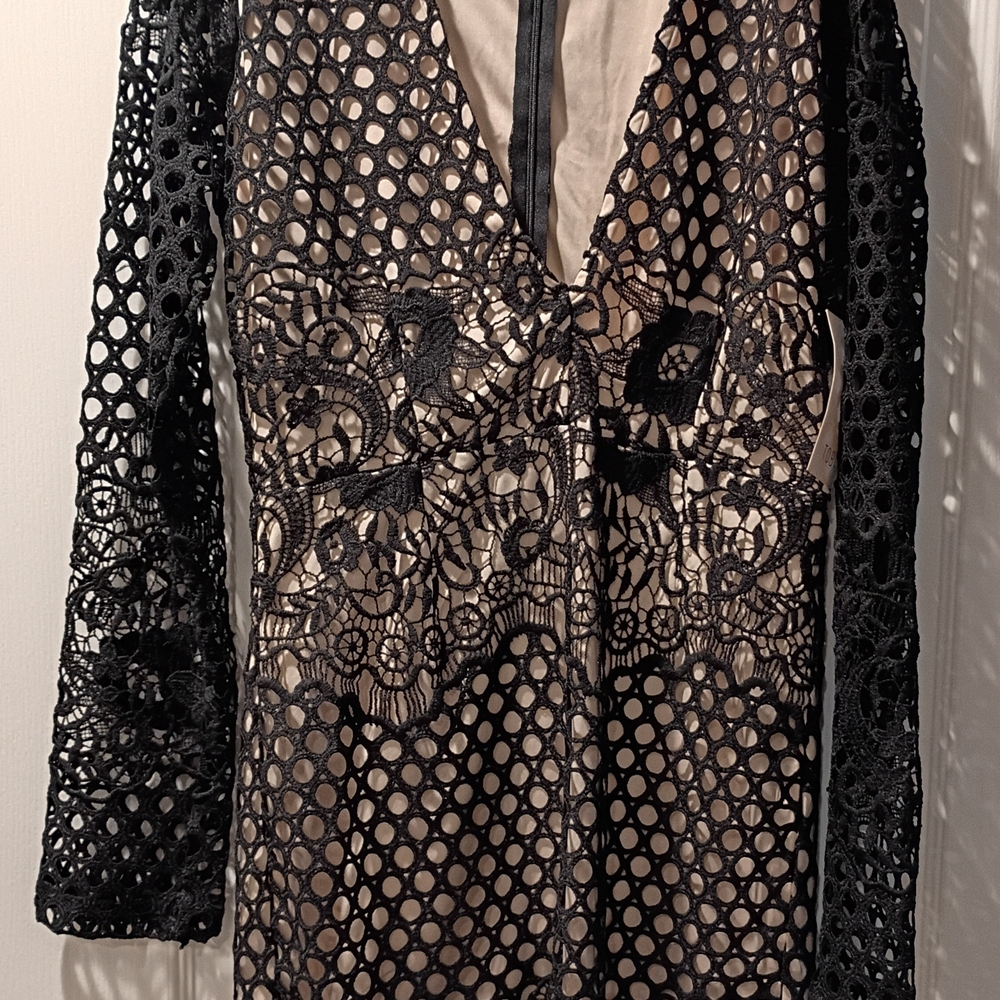 Tobi Black Lace Overlay Dress